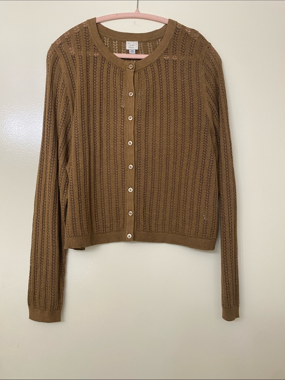 a new day Brown Open-Knit Button Cardigan